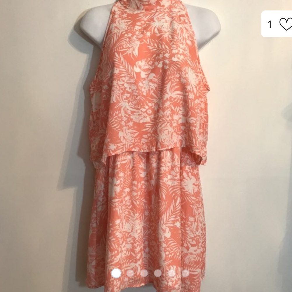 PAPER CRANE PEACH AND CREAM HALTER MINI DRESS